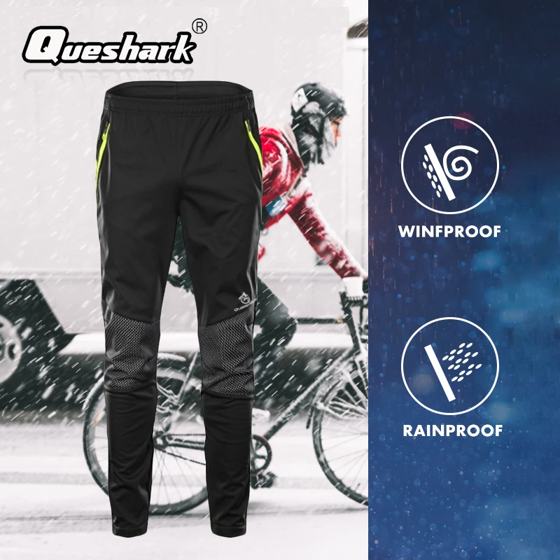 

Queshark Winter Warm Fleece Windproof Waterproof Cycling Pants Men Women Thermal Riding Sports Trousers MTB Bike Bicycle Pants