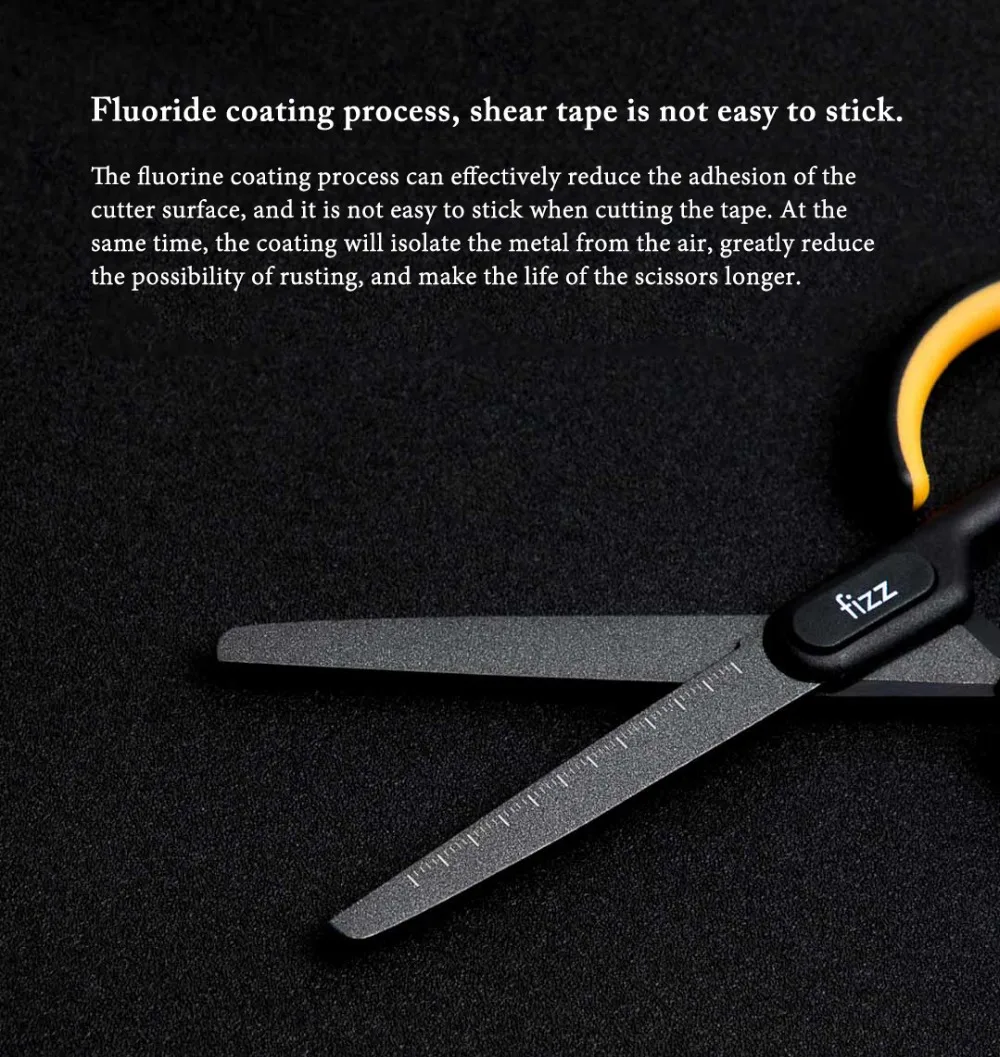 Xiaomi Fizz Anti-stick scissors with scale for Office School Student Stationary Scissor Household DIY tape shear Snip (4)