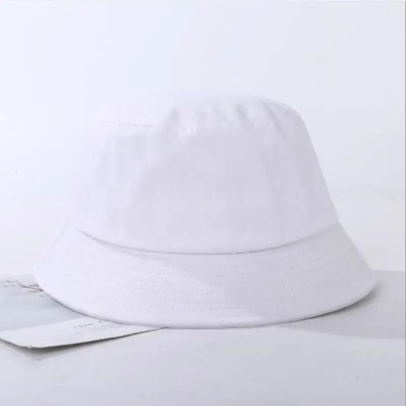 white Складная шляпа-ведро, модная, персональная, карамельный цвет, хлопок, плоская шляпа от солнца, унисекс, уличная, УФ-защита, Рыбацкая Кепка - Цвет: white