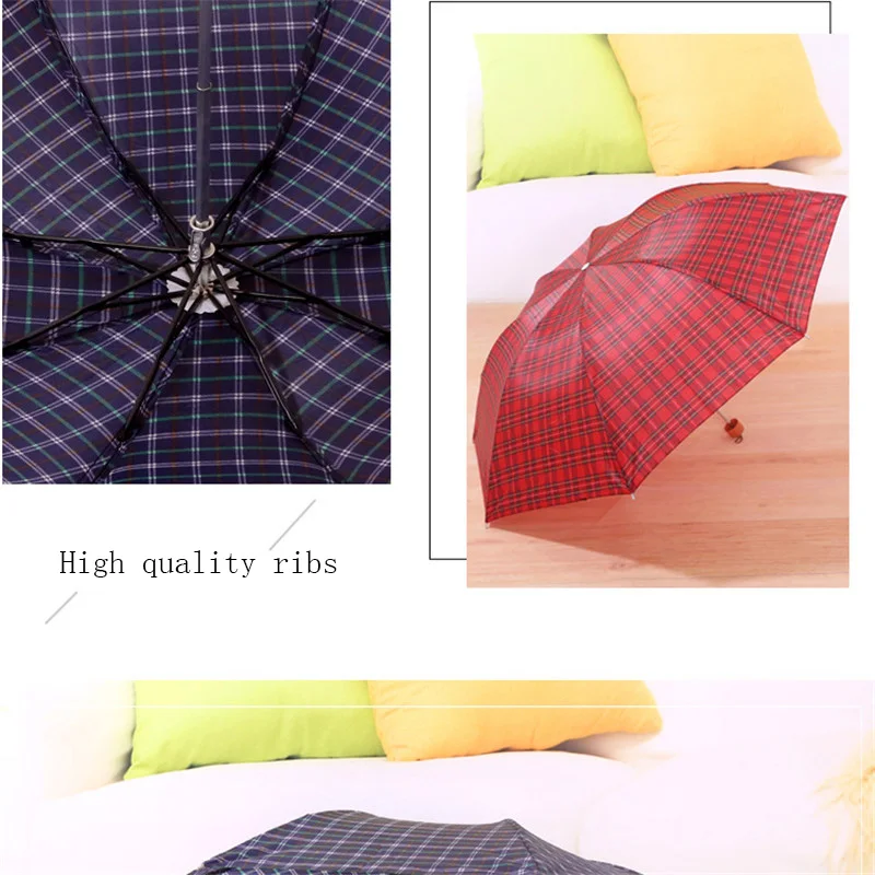Portable Short Handle Wind Resistant Folding Umbrella Rain Lovers Windproof Umbrellas Rain for Couple Lattice Manual Parasol