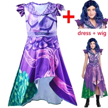 Маскарадные костюмы Одри из 3 предметов; маскарадные костюмы для детей; фиолетовые платья с короткими рукавами для девочек; маскарадная одежда