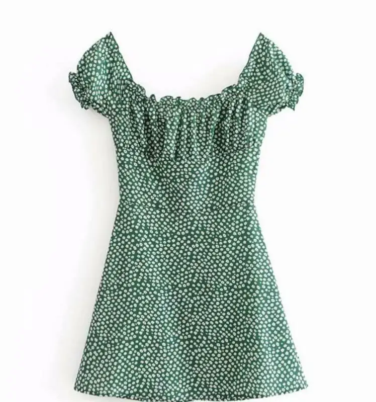 Jean Green Floral Print Dress Multiple 