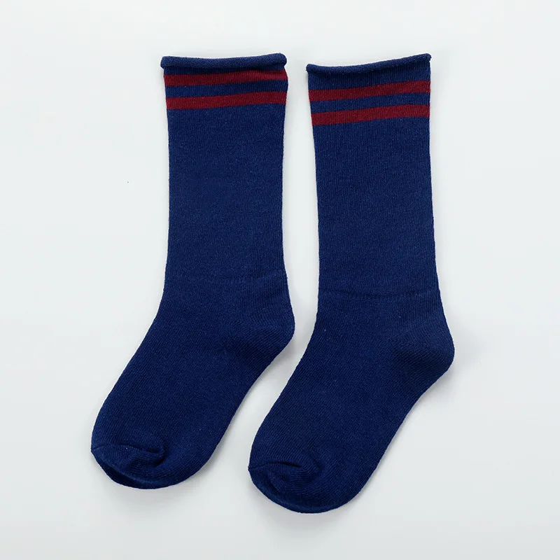 Oeak/длинные носки без пятки для маленьких мальчиков и девочек новые детские носки в полоску хлопковые повседневные гетры, детская одежда на весну, осень и зиму - Цвет: navy
