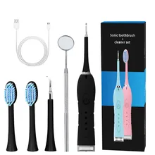 

4 Modes 2 In 1 Electric Toothbrush USB Charging Sonic Dental Scaler Tooth Calculus Remover Whiten Tooth Stains Tartar Cleaner