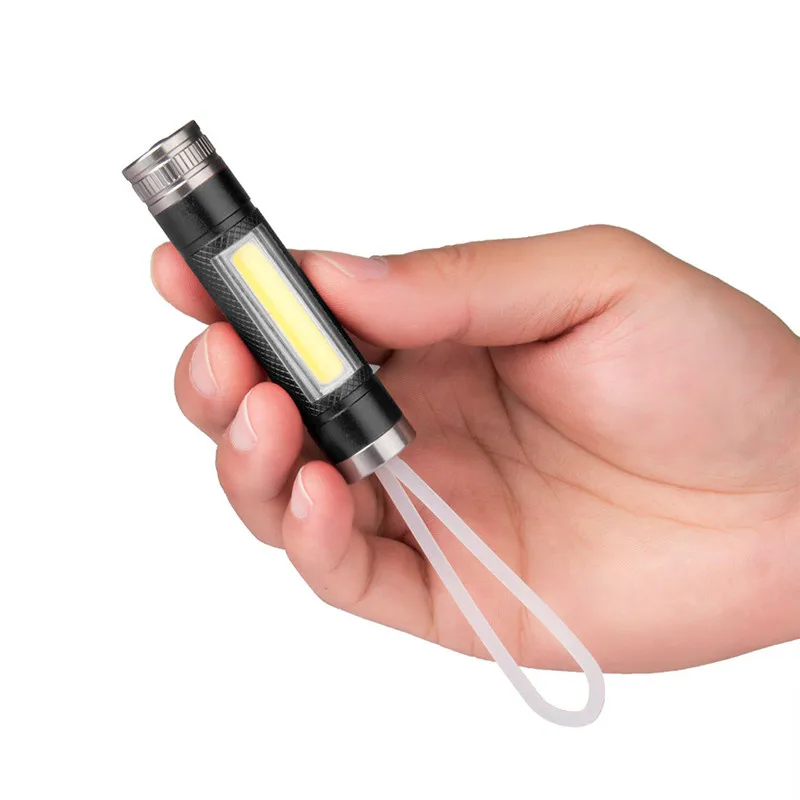 led flashlight Mini Super Bright COB LED Camping Flashlight Light Key Ring Keychain Torch Lamp #4N28 (15)