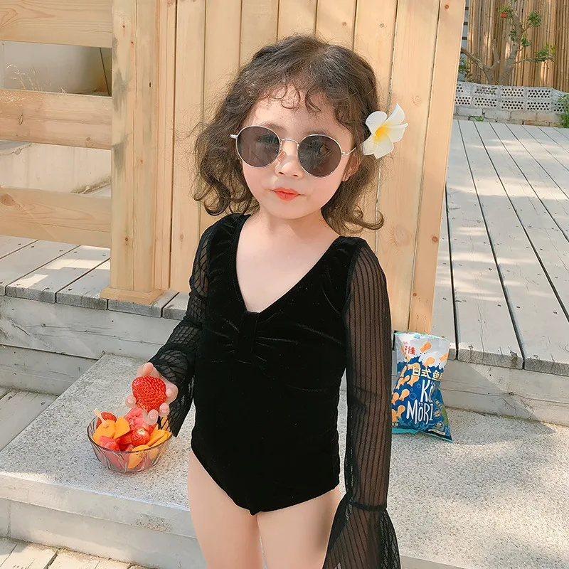 9204 black Купальный костюм для маленьких девочек; одежда для купания; лето г.; кружевное сексуальное детское бикини; комплект одежды для купания; детский купальный костюм; пляжный костюм - Цвет: 9204 black