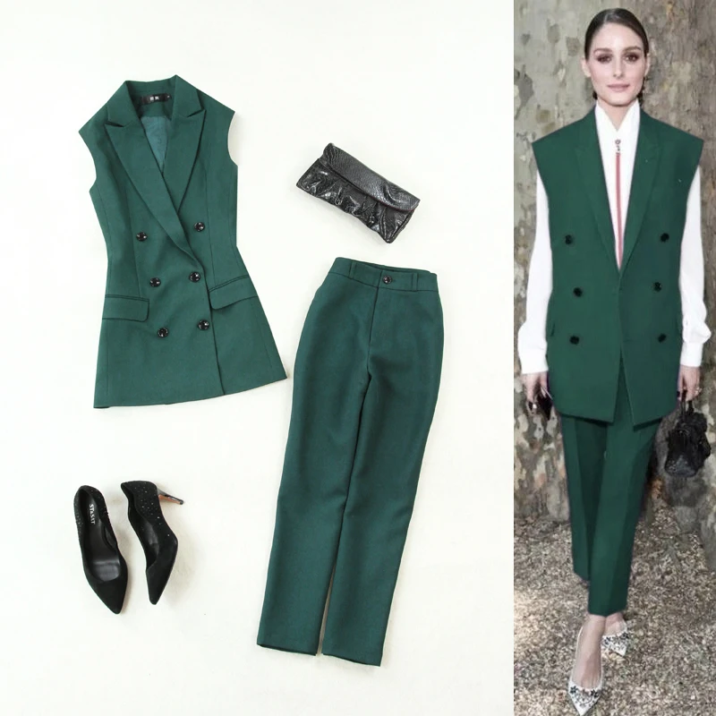 Green Suit Collar Vest 