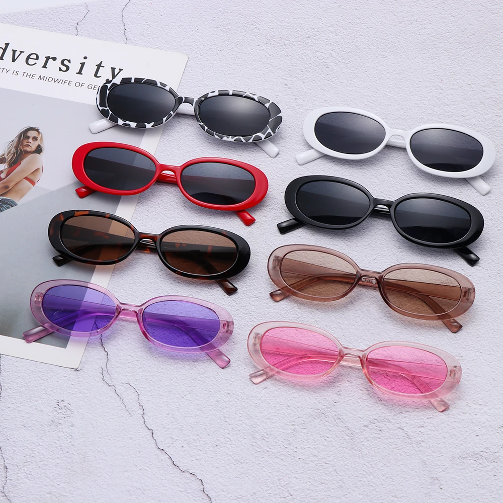 Pink Retro Sunglasses Oval Sunglasses Women Retro Brand Designer Vintage Ladies Cat Eye Cycling Sun Glasses UV400 vintage sunglasses