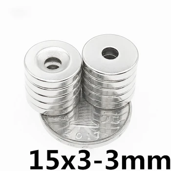 

30/50/100pcs 15x3-3/4/5mm Neodymium Magnets Disc 15x3 mm Hole3/Hole4/Hole5mm Minor Diameter Magnet Round Countersunk Magnetic