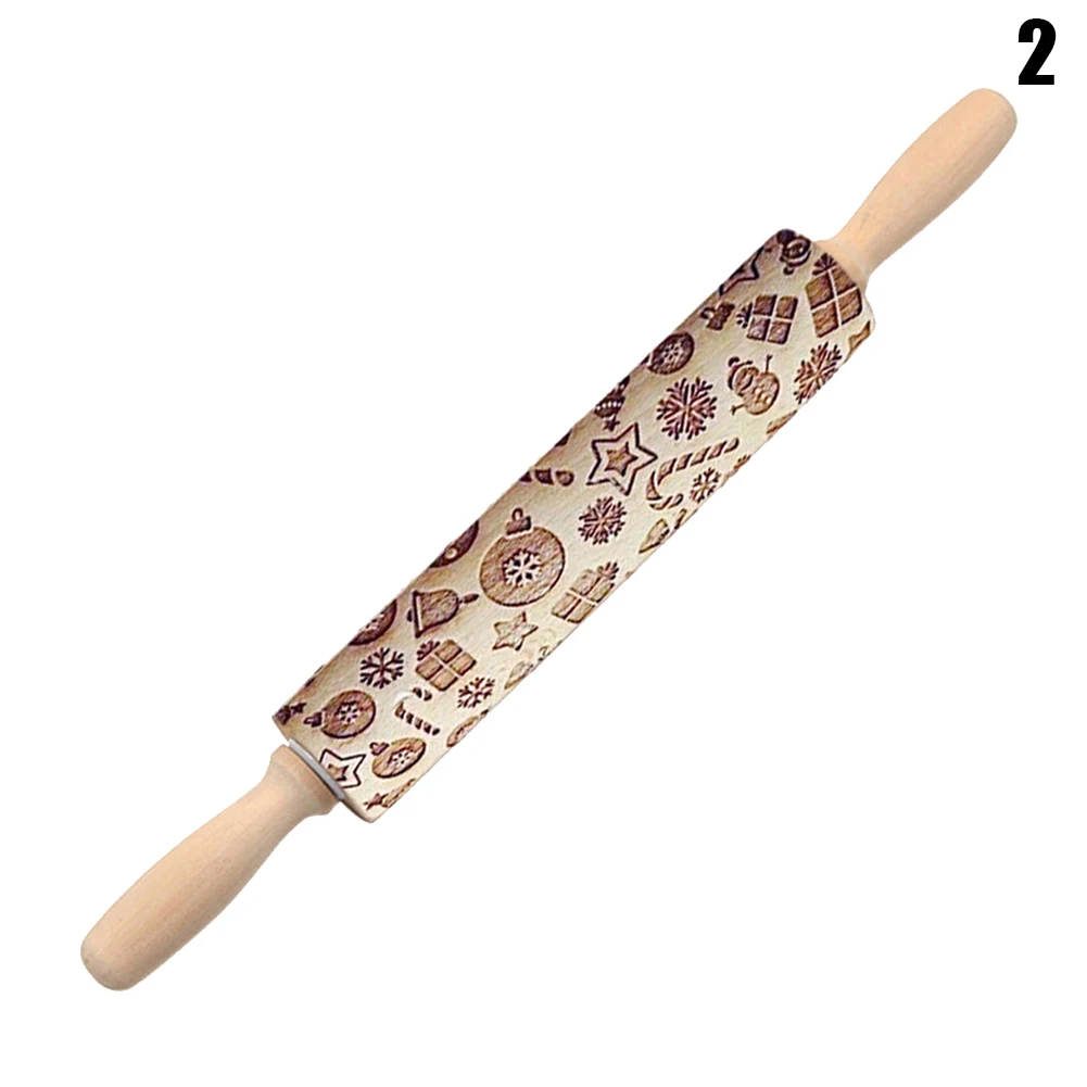 Christmas Embossing Rolling Pin Cookie Dough Stick Fondant Tool Baking Noodle Roller TB Sale - Цвет: 2