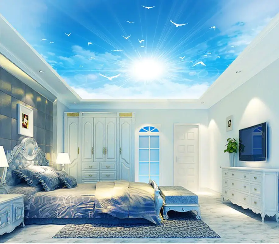 

3d ceiling murals wallpaper Sky sunshine colorful clouds zenith ceiling mural background wall