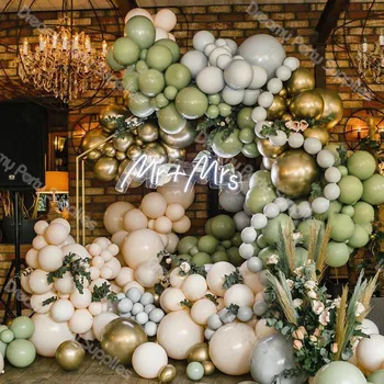 

Metallic Gold Global Balloons Garland Arch Retro Green Blush Globos Birthday Wedding Anniversary Party Decoration Baby Shower