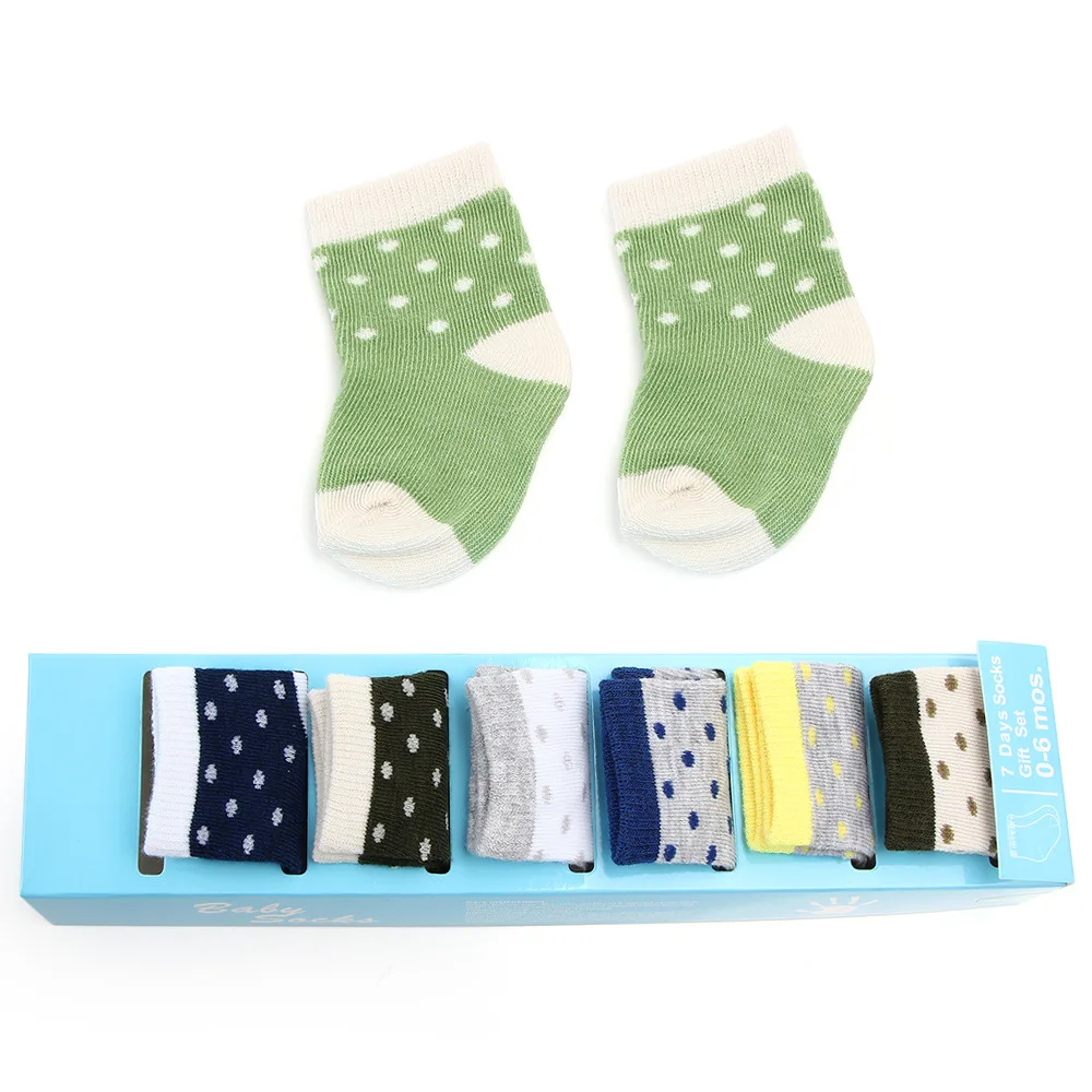 FOCUSNORM/7 пар хлопковых носков для новорожденных мальчиков и девочек, осенне-зимние мягкие дышащие носки, От 0 до 6 месяцев