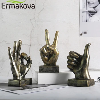 

ERMAKOVA Resin Gesture Finger Figurines American Retro Ornaments Home Coffee Shop Model Room Soft Decoration Furnishings
