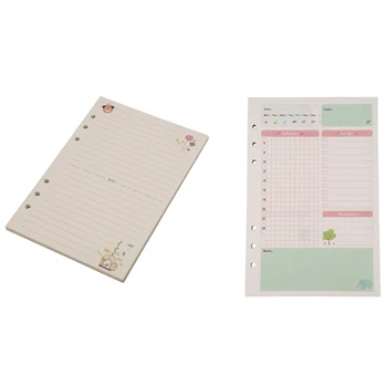 

2Pcs A5 Diary Refills Spiral Notebook Replace Color Core Loose Leaf School Planner Ring Binder Paper - Daily Plan & Line