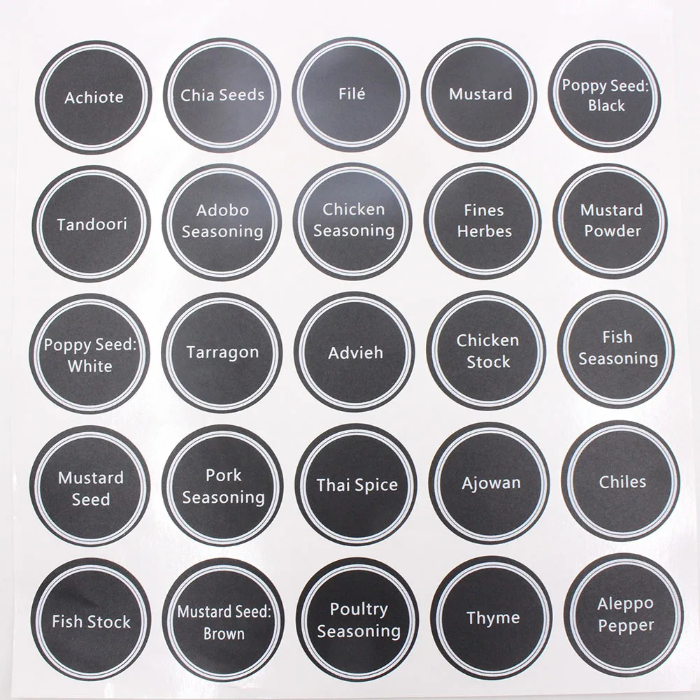aeProduct.getSubject() 13pcs Waterproof Jar Stickers Round Bottle Tags Spice Labels Pantry Printed Decor Home Accessories PVC Adhesive Kitchen