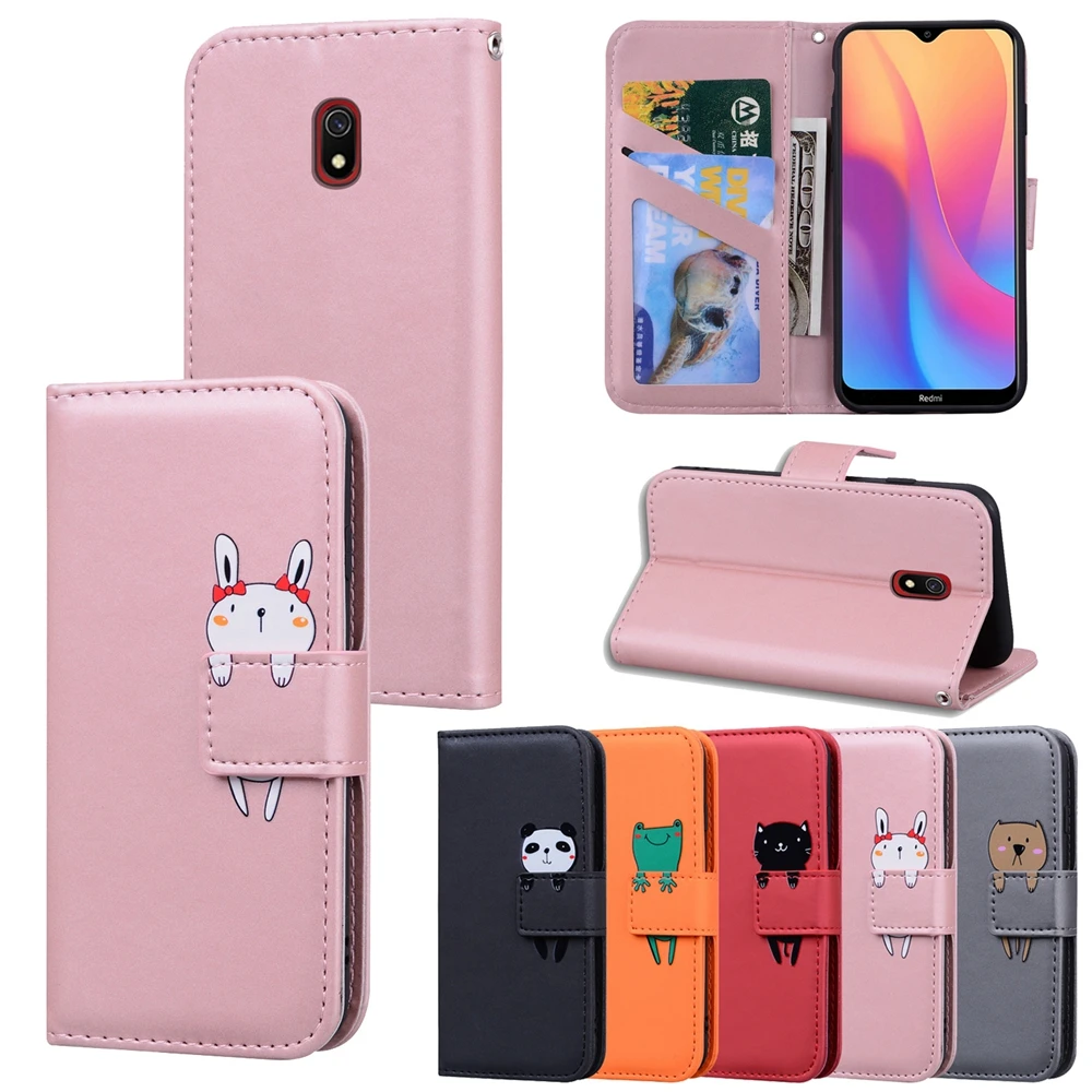 Чехол для Etui Xiaomi Redmi 8A кожаный флип чехол с мультяшным рисунком телефона 7A