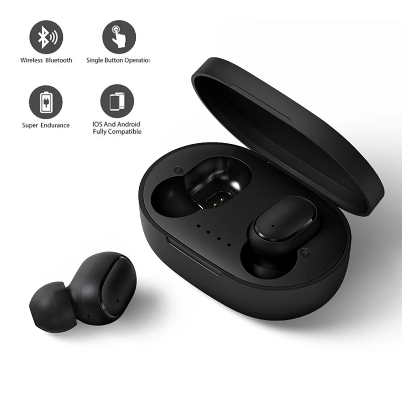 

A6S Bluetooth Headsets VS Redmi Airdots Wireless Earbuds 5.0 TWS Earphone Noise Cancelling Mic for iPhone Xiaomi Huawei Samsung