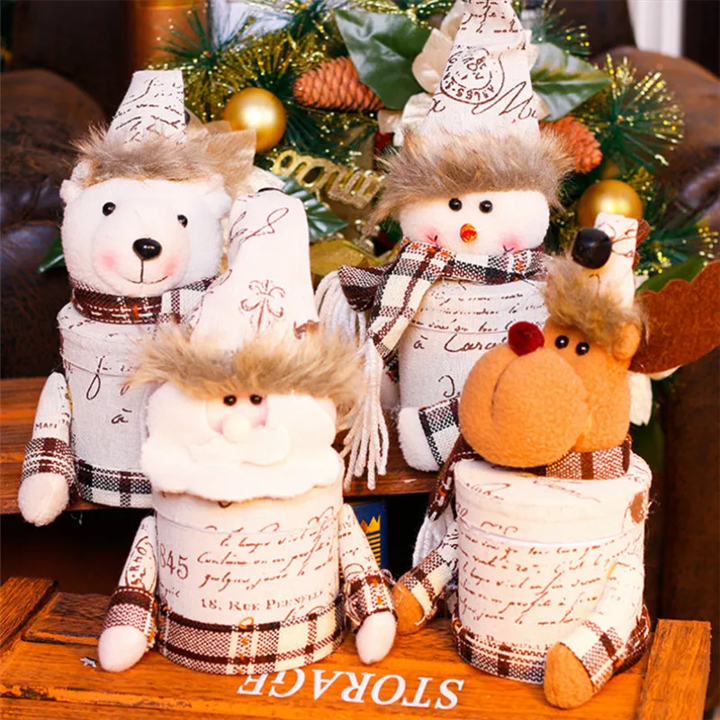 Емкость для конфет Рождественское украшение в виде снеговика Санта хлопок Рождество банка сладких конфет коробка милые для детей Подарки