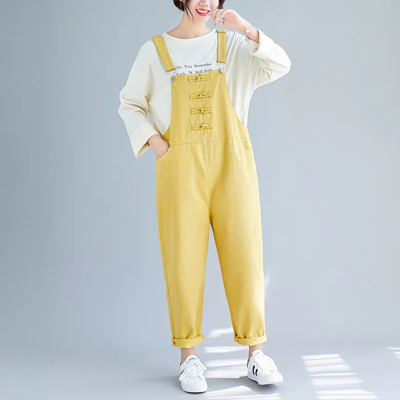 yellow jean jumpsuit