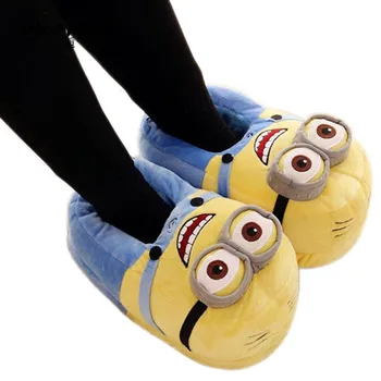 

Winter Home Slipper Man women Despicable Me Minions Slippers Plush Stuffed Funny Slippers Flock indoor House Shoes Adult cosplay