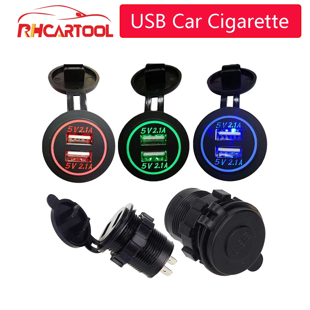 С принтом Тачки Moto Зарядное устройство USB 12/24V черный Водонепроницаемый Авто