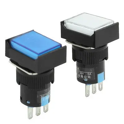 

Industry Latching NO NC Rectangle Pushbutton Switch AC 250V 3A 2Pcs