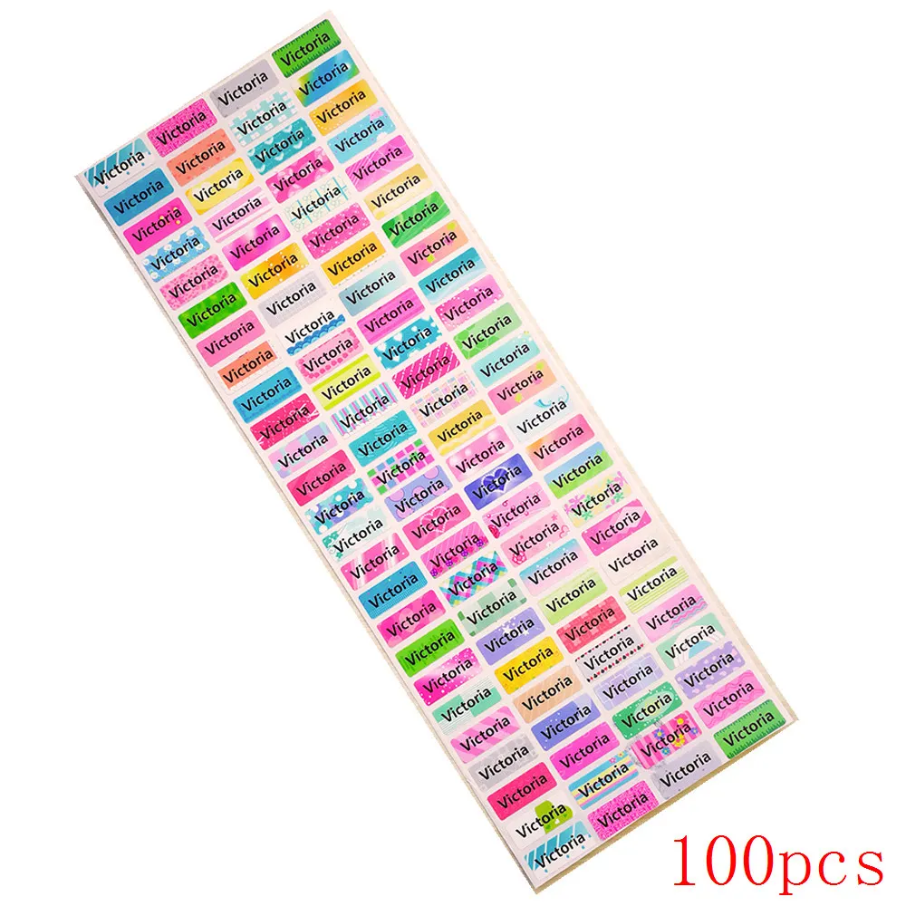 100 pcs Water Proof School Label Personalized Name Stickers Decal Multi Purpose Colorful Multi Color Scrapbooking & Stamps Scrapbooking & Stamps