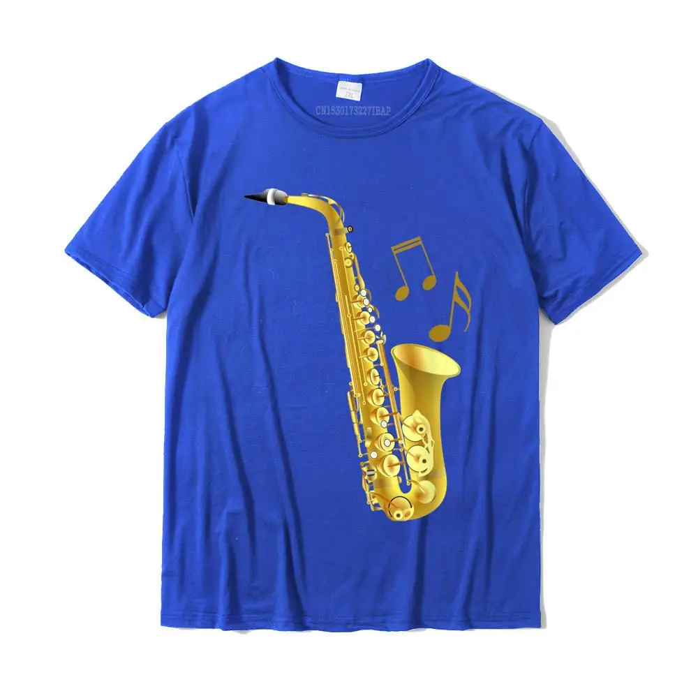 Round Collar Unique 100% Cotton Adult Tshirts comfortable Short Sleeve Tops & Tees Company Comics Tops Shirts Free Shipping Saxophone Music Notes T-shirt Sax Player Gift T-Shirt__31222 blue
