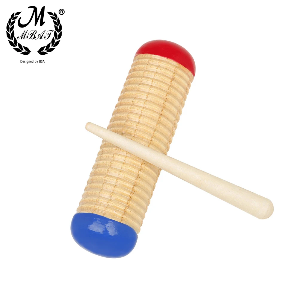 M MBAT Musical Instrument Children's Wooden Percussion Tube Baby Rhythm Guiro Music Toys Orff Child Early Educational Toys Tool