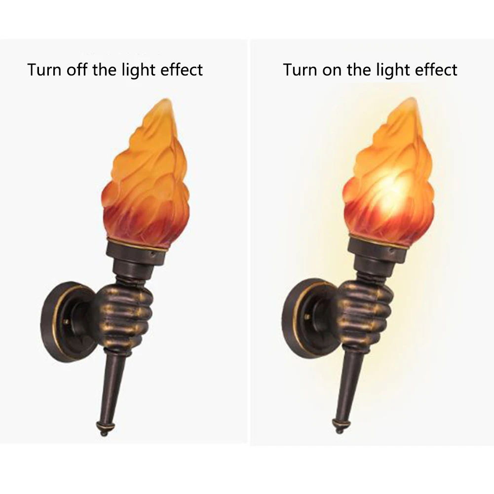 

E27 Corridor Vintage Bar Aluminum Flame Light Wall Lamp Die Casting Restaurant Torch Shape Antique Hotel Cafe Outdoor Garden