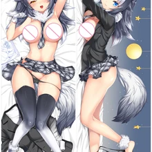 Dakimakura Anime grey wolf (kemono friends) fodera per cuscino corpo a grandezza naturale con stampa fronte-retro carino nudo