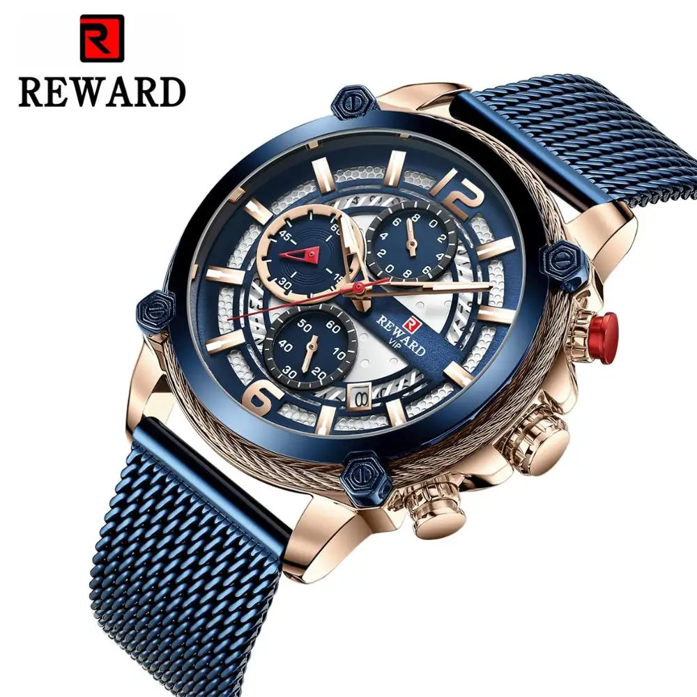 REWARD Top Brand Luxury Sports Military Chronograph Quartz Watch 2020 New Fashion Mens Watches with Stainless Steel Men