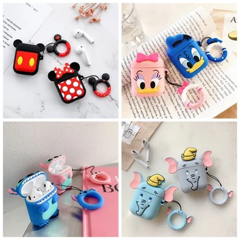 

Cute Cartoon Earphone Case for Airpods 2 Cover Soft Silicone Slim Earphone Cover for Airpods 1 Case Bag Protective Strap Cases