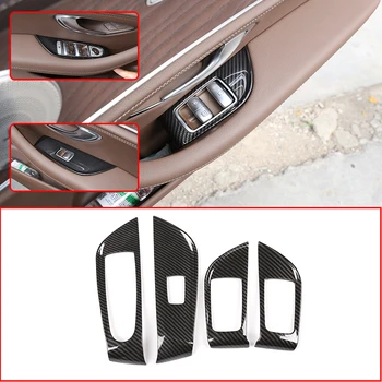 

4 Pcs Carbon Fiber ABS Window Lift Button Cover Trim For Mercedes-Benz E Class W213 2016-2019 Car Accessories