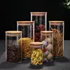1X Storage Tank Food Container Bamboo Covered High Borosilicate Food Sealed Glass Tank Kitchen Miscellaneous Grain Organizer 5