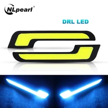 Nlpearl 2x12 в 18 см монолитный блок светодиодов DRL ходовые огни Ледяной Синий Белый светодиодный наружный автомобильный фонарь для вождения гибкий дневной свет Автомобильный Стайлинг