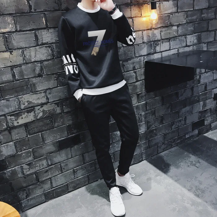 

MEN'S Long-sleeved T-shirt HEATTECH Crew Neck Korean-style Students Hoodie Handsome Pullover Base Shirt Spring Trend Set