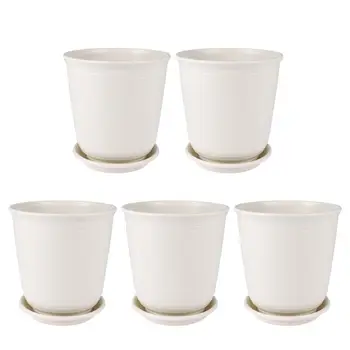 

5Pcs Flowerpot Household Succulent Planter Pot Bonsai Container Gardening Supply with Tray for Garden Home