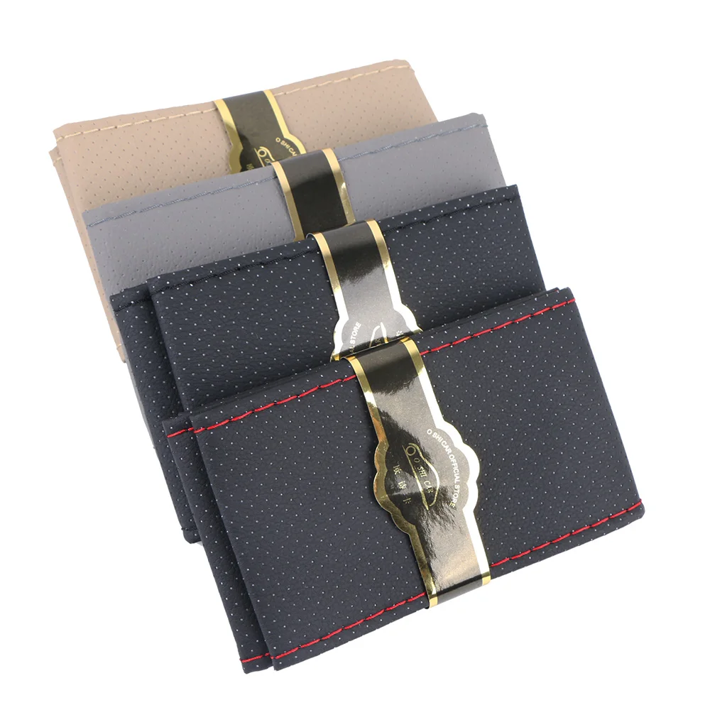 Universal Car Steering Wheel Cover Auto PU Leather Braiding Cover For Steering Wheel Perforated Breathable With Needle &Thread