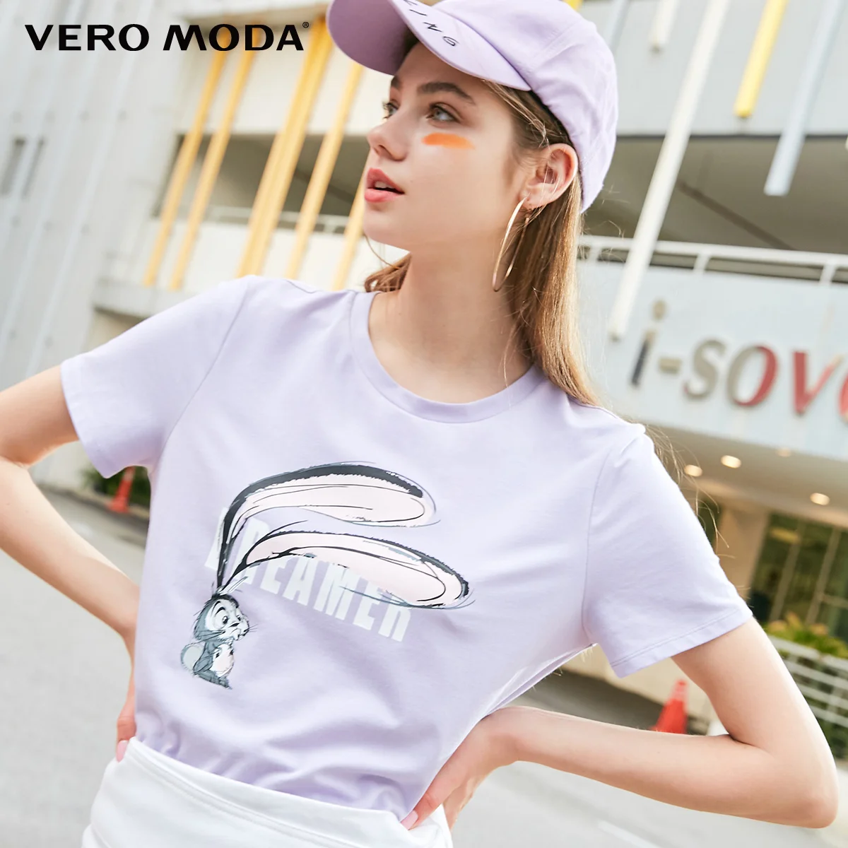 Vero Moda женская футболка с принтом букв и животных | 319201562 - Цвет: ORCHID PETAL