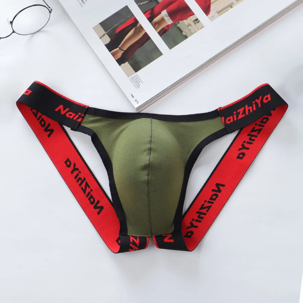 men's underwear styles Men's Sexy Jackstrap Briefs Thongs Low Waist U Convex Underwear Hollow Underpants Breathable Cotton U Convex Open File T-Panties bikini briefs