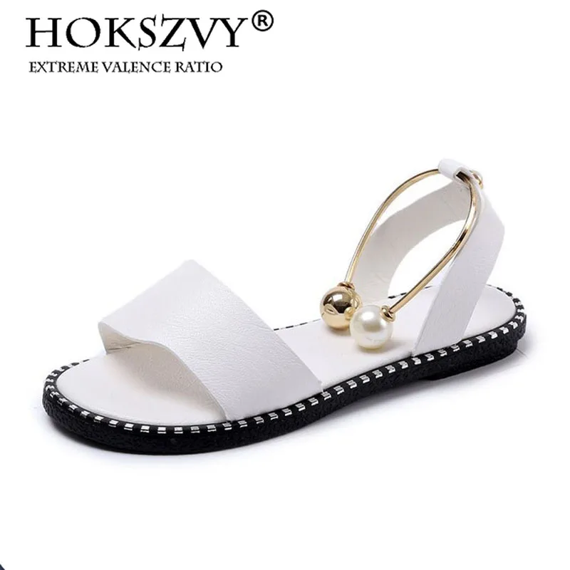 Женские сандалии без застежек HOKSVZY дышащие однотонные шлепанцы в римском стиле