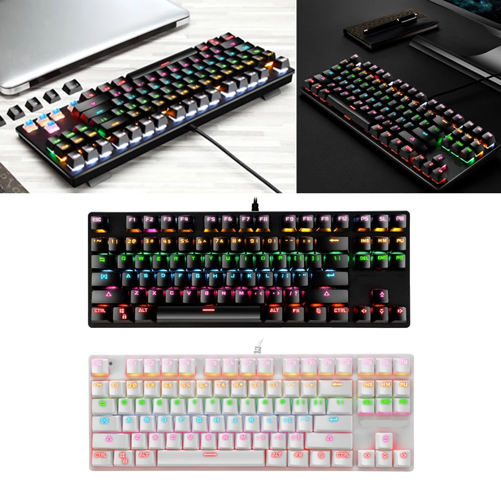 Механическая игровая клавиатура Проводная RGB со светодиодной радужной