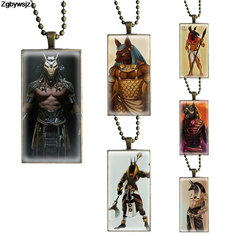 Necklace Fashion Long Chain With Rectangle Jewelry For Women Girls Handmade Anubis Egyptian God | Украшения и аксессуары