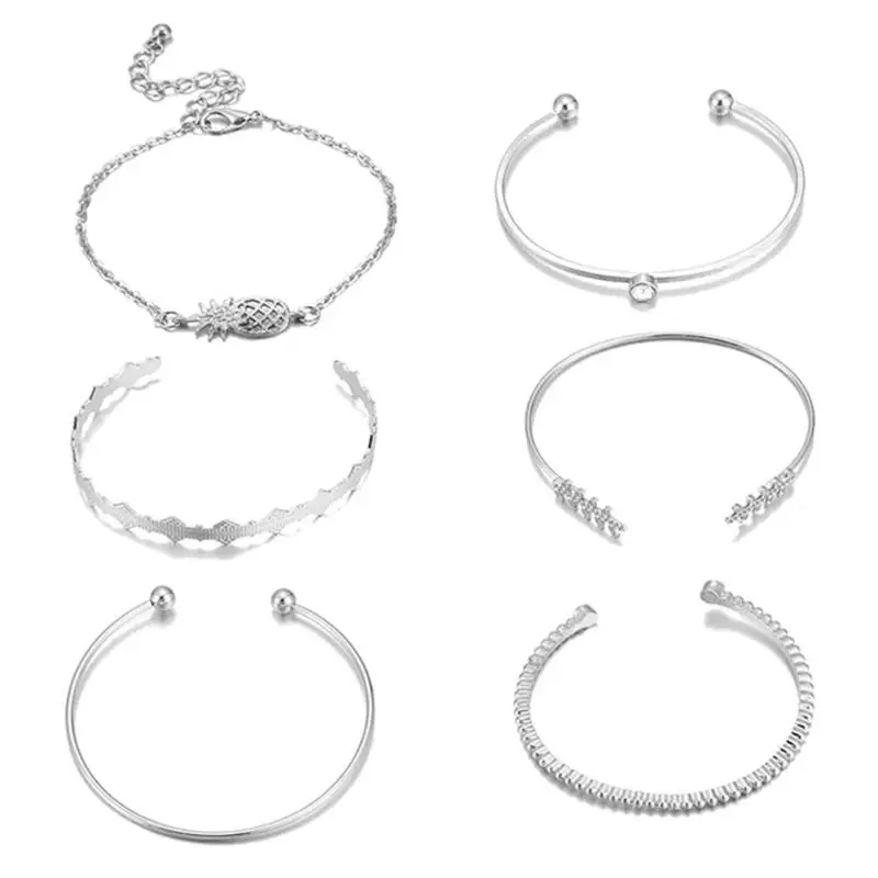 6 шт браслет в панковском стиле с рисунком ананаса браслет с кристаллами Для женщин ювелирные изделия в стиле "Бохо" подарок