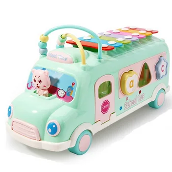 

Infants Early Education Building Blocks Music Box Children Bus Knock Piano Baby Educational Beat Musical Instrument Toy