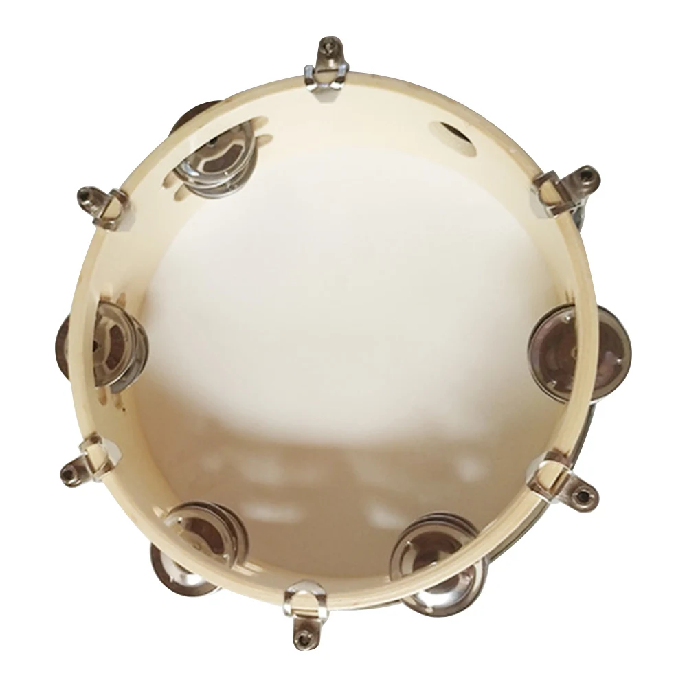 8/10 Inch Tambourine Handbell Hand Drum with Double Row Jingles Percussion Instrument for Children Adults