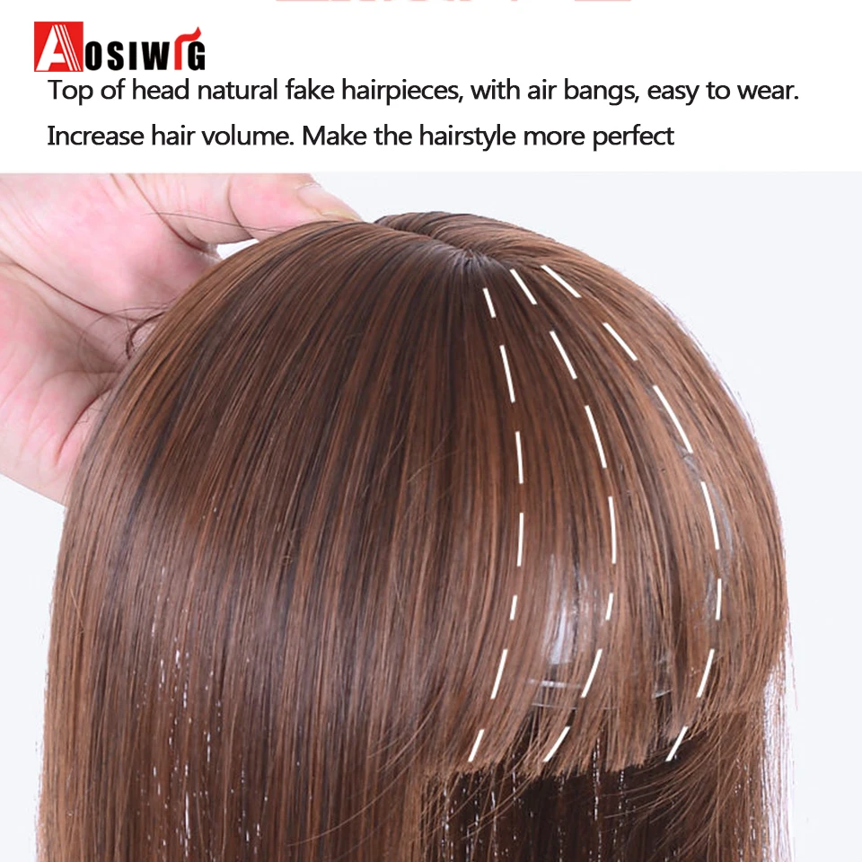 Pezzo di capelli lungo dritto con frangia Clip invisibile senza cuciture Parrucchino sopra la testa Copertura invisibile del blocco di ricambio Capelli bianchi - immagine 4