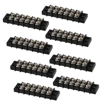 

8pcs 6 Positions Double Row Wire Screw Connector Electric Barrier Terminal Strip Blocks Power Distribution Block for Boats